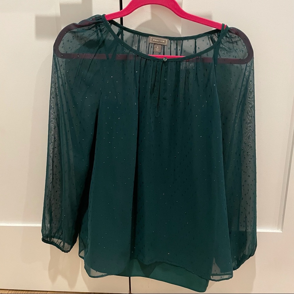 J Crew Point Sur popover in pin dot chiffon - Picture 1 of 4